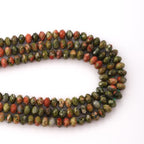 Faceted 4x6mm Natural Unakite Stone Rondelle Spacer Gemstone Beads Loose Semi Gemstone Beads for Jewelry Making - color: Unakite