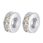 Clip Stopper Charms Sterling Silver Rondelle Spacer Bead Charm Stopper Charm for Pandora Charm Bracelets - color: Colorful (2 pcs )