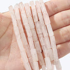 BEADIA Natural Rose Quartz Crystal Tube Beads 13x4mm 30pcs Rectangle Loose Semi Gemstone Beads for Jewelry Making Design - color: Rose Quartz Rectangle