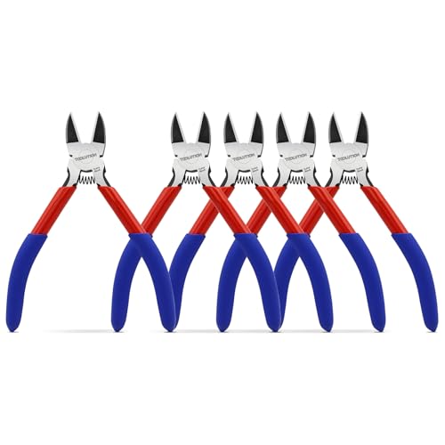 5" Small Wire Cutters - 5 Pack Side Cutter for Crafting Diagonal Cutting Pliers - Spring Loaded Wire Snips Dikes Clippers - Flush Cutters for Jewelry Making Artificial Flowers - size: 5 Pack