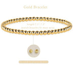 QOGIR 14k gold Handmade Healing Bracelet, Natural Gem Stone Crystal Elastic Gold Bracelet - color: 14k Gold Plated Beads, size: 4m