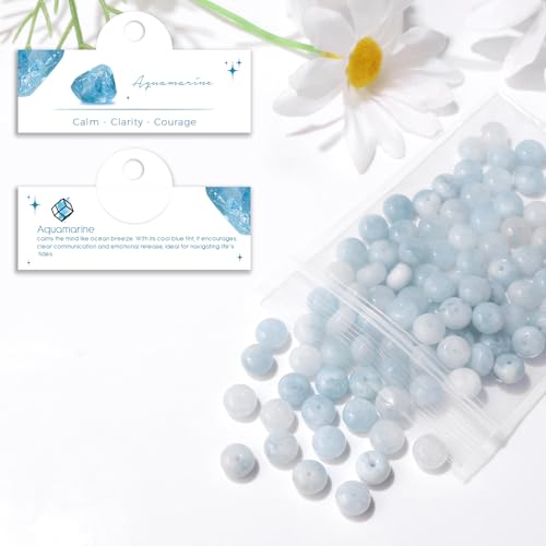 Raicegs 100pcs 5×8mm Rondelle Aquamarine Beads Natural Gemstone Beads Abacus Disk Stone Loose Beads for Jewelry Making DIY Bracelets Necklace - color: Aquamarine, size: 5×8mm Rondelle