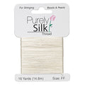 Purely Silk Simply Silk Beading Thread Cord Size FF Ecru 0.015 Inch 0.38mm 16 Yards Card for Stringing Weaving Knotting Kumihimo