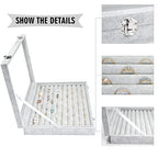 Siveit Rings Organizer Tray 10 Slots Velvet Ring Display Tray Insert Jewelry Earring Storage Box with Transparent Glass lid Can Hold 100 Rings Earrings Suitable for Girls and Women (Grey) - color: Grey