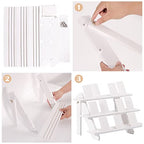51pcs Wood Tiered Earring Display Stand, 3-Tier White Retail Jewelry Card Display With Groove + 50 Earring Cards, Portable Ring Organizer Holder, Showcase Racks for Business - color: White