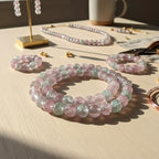 DandS ltd Crackle Lampwork Glass Beads for Jewelry Making, Pink & Green Strawberry Quartz, Vibrant DIY Bracelets, Beading Supplies & Craft Kits for Handmade Jewelry, 80pcs 0.39 inch (10mm), #J275-10 - color: Pink & Green Quartz