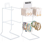 Coume 2 Pcs Jewelry Necklace Display Stand Metal Retail Counter Display Stand for Necklace Bracelets, Earrings, Ring, Keys, Watches(White) - color: white