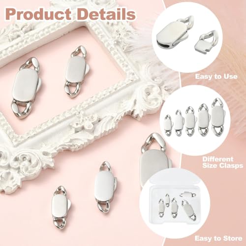 DanLingJewelry 5Pcs 5 Sizes Release Stainless Steel Buckle Clasps Metal Spring Cuban Link Clasps for DIY Bracelet Necklace Chain Jewelry Making - color: 5pcs - cuban clasps