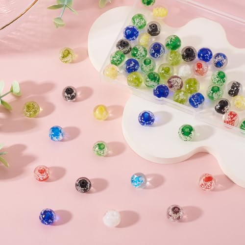 Elecrelive 50Pcs Round Glow in The Dark Beads 12mm Luminous Lampwork Glass Beads for DIY Bracelet Necklace Earring Jewelry Making - color: Mixed Color-12mm