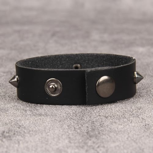 GelConnie Leather Cuff Bracelet Punk Braided Bracelets Rock Leather Wristbands Faux Mens Leather Bracelet Gothic Viking Bangle Adjustable Wrap Bracelet for Women,Men - color: MLPB119-Black