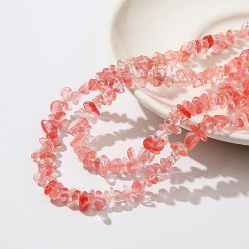 Natural Chip Stone Beads About 200pcs Watermelon Red Stones 5-8mm Irregular Gemstone Healing Crystal Loose Rocks for Bracelet Necklace Earrings Jewelry Making (Watermelon Red) - color: Watermelon Red