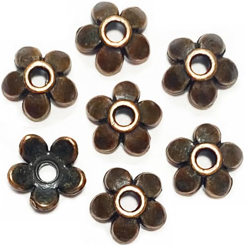 Heather's cf Flower Bead Caps Custom Fancy Charm Jewelry Making Spacer Kit Findings Bulk Vintage for Bracelets Earrings Necklaces Rings Beading Supplies Craft Non Tarnish DIY (Copper Petal - 500 Pcs) - color: Copper Petal Bead Cap-500pcs
