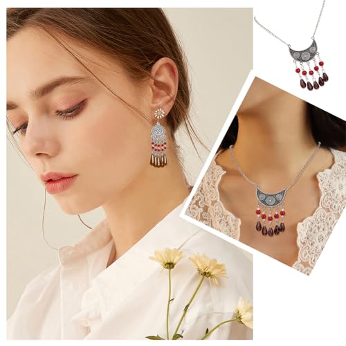SUNNYCLUE 1Box 48Pcs 12 Style Chandelier Connector Earring Findings Multi Loops Bohemian Charms Antique Silver Round Teardrop Charms for Jewelry Making DIY Craft Supplies - color: 48pcs 12 Style