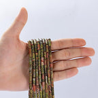 Natural Unakite Cylinder Tube Beads 4x13mm 38cm/str Loose Semi Gemstone Stone Beads for Making Bracelets Necklace Earrings - color: Unakite, size: 4x13mm Cylinder