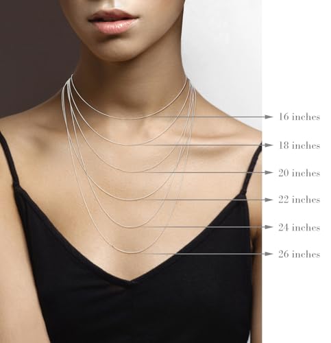 Miabella 925 Sterling Silver, 18K Gold Plated Italian 0.7mm Diamond Cut Round Snake Chain Necklace for Women Made in Italy - color: sterling silver