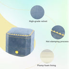 Jewelry Ring Box Small Travel Jewelry Box, Velvet Wedding Ring Box for Business, Engagement, Wedding, Bridesmaid and Mother's Day - Lake blue - color: Ring Box-Lake blue