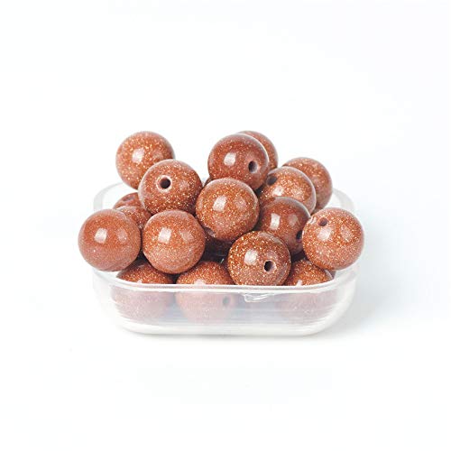 100Pcs Natural Stone 6mm Golden Sand Stone Round Loose Gemstone Energy Healing Beads Hole Size 1mm DIY Smooth Beads for Bracelet Necklace Earrings Jewelry Making - color: Golden Sand Stone, size: 6mm
