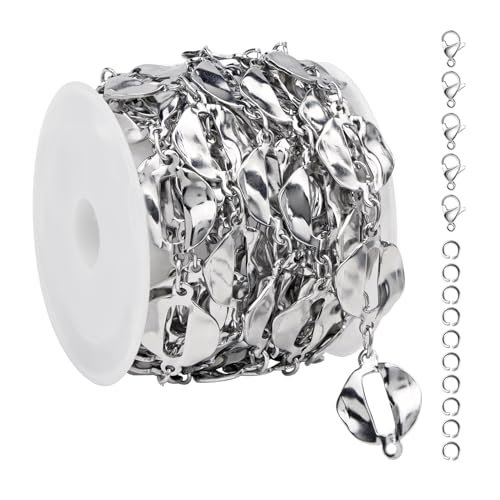 2 Meters Stainless Steel Lip Chains for Jewelry Making Vintage Baroque Link Chain Decoration Chains on Spool - color: Silver Lip