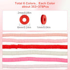SUNNYCLUE 1 Box 2118pcs 6 Strands 6mm Polymer Clay Beads Pink Clay Beads Bulk Flat Round Spacer Funtopia Heishi Disc Strand Bead Bulk for Jewelry Making Valentine's Day Earring Bracelet DIY Crafts - style: Style 1