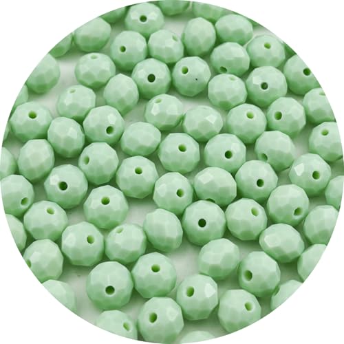 100pcs 8mm Crystal Glass Beads Faceted Rondelle Glass Spacer Beads for Bracelets Necklace Pendants Earrings Key Chains Jewelry Making(Mint Green Porcelain) - color: Mint Green Porcelain, size: 8mm