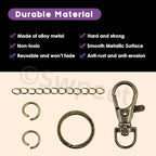 Swpeet 125Pcs Bronze Keychain Making Set, 25Pcs Swivel Lanyard Snap Hook, 25P Keychain Ring, 25P Extender Chains, 50P Open Jump Rings, Swivel Lobster Clasps, Keychains Clips - color: Qinggu