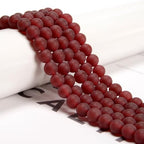 65Pcs 6mm Frosted red Agate Natural Round Loose Real Stone Beads Gemstone Genuine for DIY Hand Made Craft Jewelry Bracelet Earring Necklace String Making Energy Healing Power - color: Frosted red agate, size: 6mm