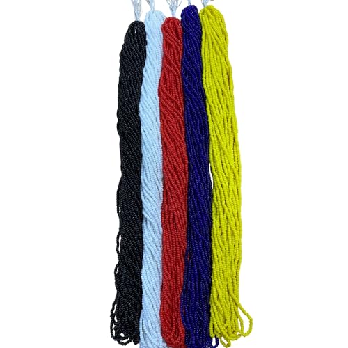 11/0 Glass Seed Beads, 12 String Hanks, Small Craft Beads, 2 mm Total 5 Colors (Set5) - color: Set5