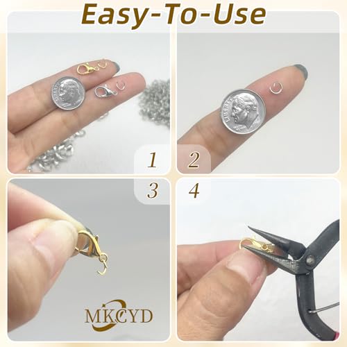 MKCYD 700Pcs Lobster Claw Clasps and Open Jump Rings Set, 14K Gold and Silver Necklace Clasps and Closures Lobster Parrot Trigger Clasp for Jewelry Making - color: Silver