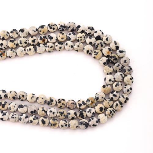 6mm Faceted Natural Dalmatian Stone Beads Coin Disc Gemstone Spacer Beads for Jewelry Making DIY Bracelet Necklace - color: Dalmatian