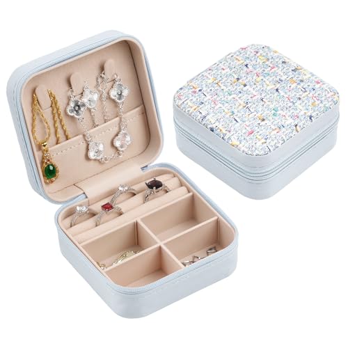 Travel Essentials: Stylish Portable Mini jewelry box, Travel jewelry organizer, Travel jewelry case. Portable jewelry case for travel. Thank you gifts for women. Birthday gifts for girls. (Blue) - color: blue