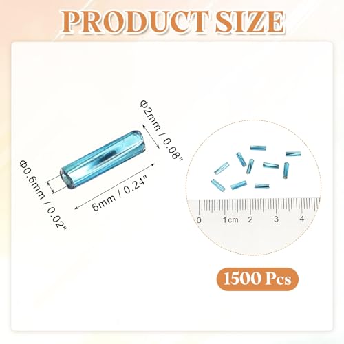 uxcell 1500Pcs Glass Bugle Seed Beads, 6x2mm Mini Long Tube Seed Beads Tube Loose Glass Seed Spacer Bead for DIY Earring Bracelets Necklace Jewelry Making Embroidery, Denim Blue - color: Denim Blue