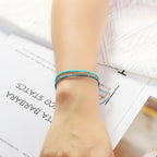 KELITCH Adjustable turquoise bead bracelet single color knitting friendship bracelet fashion jewelry daily wear gift (28 color selection) - color: Blue 04Z
