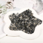 200Pcs Glass Round Beads 8mm Transparent Ink Wash Dye Sprinkled Gold Scattered Beads Handmade DIY Bead Material Bracelet Accessories (Black) - color: Black