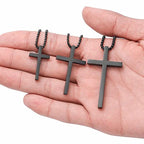 IEFSHINY Gifts for Men Boys - Stainless Steel Cross Pendant Chain Necklaces for Men, Mens 16-30 Inches Chain Gold Silver Black Cross Necklace Boys Jewelry Gifts - size: 18, style: Black-cross pedant 1.02"*1.69"