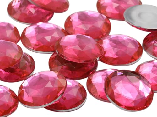 25mm Pink Hot H114 Flat Back Round Acrylic Rhinestones Plastic Circle Gems for Costume Making Cosplay Jewels Pro Grade Embelishments - 20 Pieces (Pink Hot) - color: Pink Hot