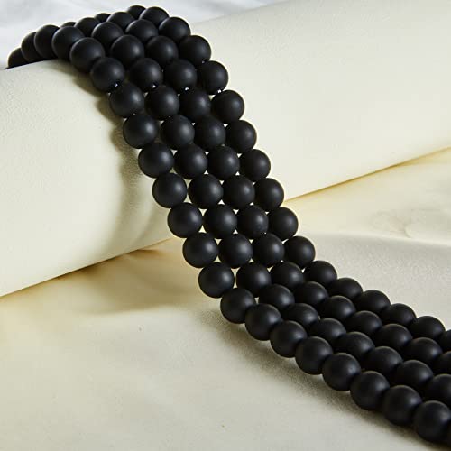 45pcs 8mm Matte Black Beads Natural Gemstone Beads Round Loose Beads for Jewelry Making - color: Matte Black, size: 8mm