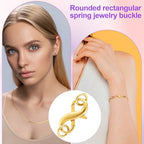 Pndeyo S925 Double Opening Lobster Claw Clasp, Hypoallergenic Enhancer Shortener with 2 Rings, Spring Rings Clasp Connector Carabiner for Bracelet Necklace Jewelry Making- Gold - color: Gold-1pc-0.59"×0.31"-with rings