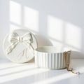 COLLECTIVE HOME Monogram Initial Jewelry Box with Bow - Elegant Ring Holder & Earring Dish | Christmas Gift Idea for Women, Unique Birthday Present for Her (M) - color: M