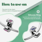 Clip Stopper Spacer Charms for Bracelets Necklaces, Compatible with Pandora,Jewery Mking DIY - style: Sparkling Pavé Lines Clip Silver