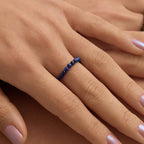 NLIEO Natural Gemstone Stretch Beaded Rings for Women Stackable Dainty Elastic Crystal Rings Jewelry - style: Lapis Lazuli