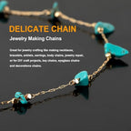 KYUNHOO 16.4 Feet/5M Gold Plated Chains for Jewelry Making Turquoise Blue Natural Stone Chain Spool Brass Necklace Jewelry Bulk for Bracelet Ankle Crafting Finding Supplies - color: Natural Stone-Blue