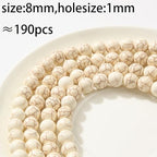 8mm White Turquoise Beads 190pcs Natural Stone Bead Gemstone Round Loose Beads for DIY Crafts Bracelet Necklace Earrings Jewelry Making(White) - color: white