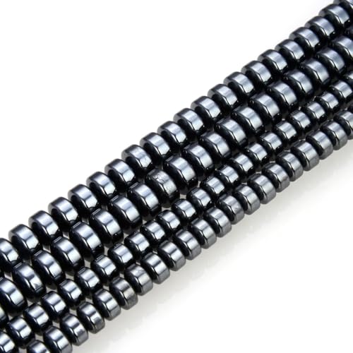 380pcs Adabele Grade A Natural Black Hematite Healing Gemstone 4mm x 2mm Small Round Rondelle Loose Beads Gem Stone Spacer for DIY Craft Jewelry Making GFC7-1 - color: Black Hematite, size: 4x2mm (380pcs/2 Strands)