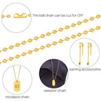 SUMERSHA 30pcs Ball Bead Chain, 24 inches Gold Plated Metal Ball Necklace 2.4mm Bead Adjustable Pull Chain Extension with Matching Connector Jewelry Findings