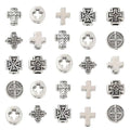 DanLingJewelry 100Pcs 10 Styles Tibetan Cross Crucifix Spacer Beads Antique Silver Religious Cross Beads for Jewelry Crafts Making Supplies - color: 100pcs - cross - 10 styles
