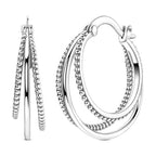 LAZA 925 Sterling Silver Hoop Earrings for Women, Sterling Silver Butterfly Hoops Colorful Flowers Hoop Huggie Earrings Hypoallergenic Jewelry Gifts for Women - color: Three-Layer Circles Earring