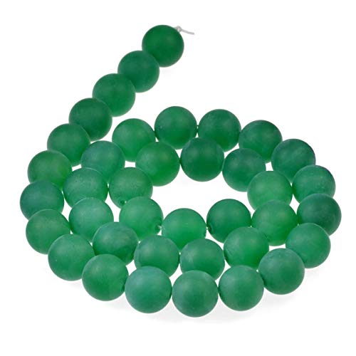 Natural Matte Gemstone Round Spacer Beads (4mm, Green Agate) - color: Green Agate, size: 4mm