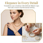 ANCIRS 600pcs 9mm Spacer Beads Caps for Jewelry Making, Metal Hollow Flower Bead Caps for Bracelet Necklace- Gold - color: Gold-600pcs-9mm