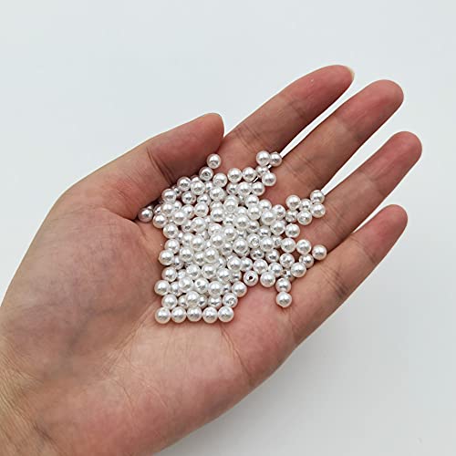 INSPIRELLE 4500pcs 5mm White Art Faux Pearl Beads ABS Round Loose Spacer Beads for DIY Craft Necklaces Bracelets Jewelry Making - color: White, size: 5mm