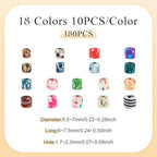 180 Pcs 18 Styles Clay Column Beads Tube Printed Beads Cylinder Loose Spacer Craft Beads Bulk for Bohemian Jewelry DIY Friendship Bracelet Women Necklace Earring Accessory 5.5-7 mm